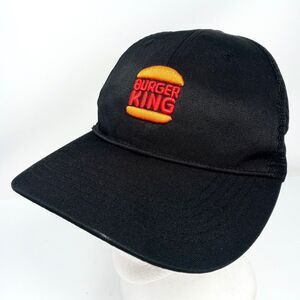 Burger King Employee Uniform Worker Cap Hat Mesh Snapback Black Authentic BK